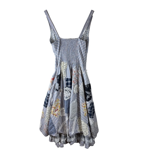 Anthropologie Pilcro Jenna Scoop Neck Drop-Waist Patchwork Dress Boho Size. 4 - Picture 5 of 10